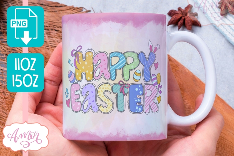 Happy Easter Mug Wrap PNG sublimation design