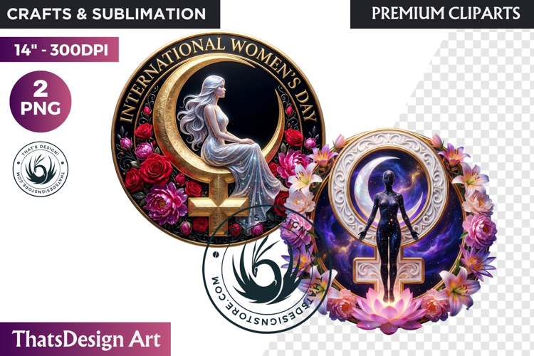 International Womens Day Round Cliparts   Backgrounds PNG