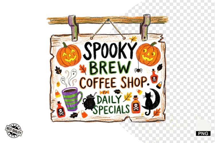 Halloween Coffee Signs PNG example image 1