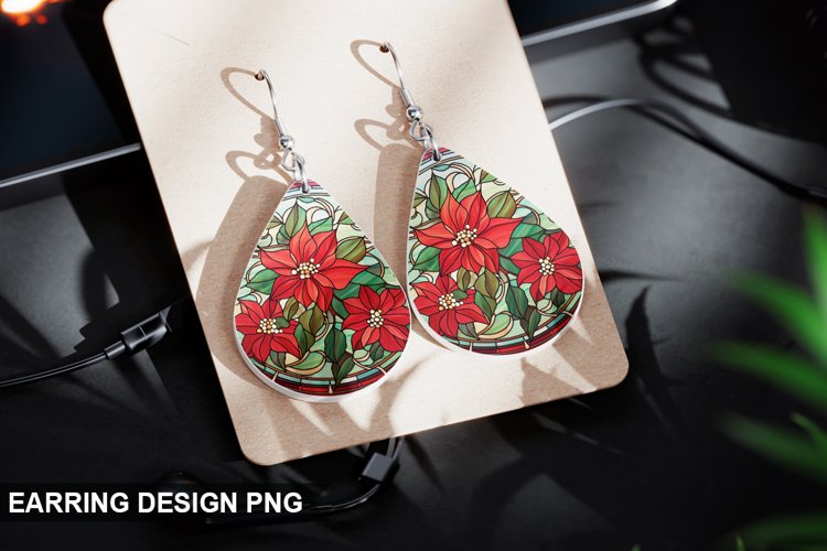 Stained Glass Christmas flowers Earring Design