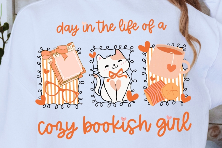 Day in the Life of a Cozy Bookish Girl PNG Sublimation DIY