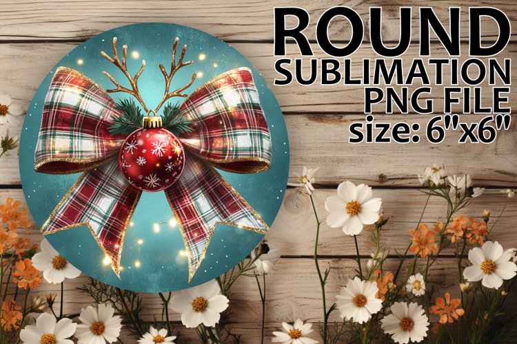 Cheerful Round Car Coaster, Holiday Bow