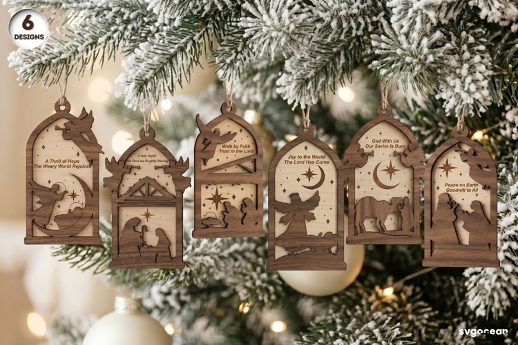 Nativity Silhouette Ornament SVG Bundle | Christmas | SVG