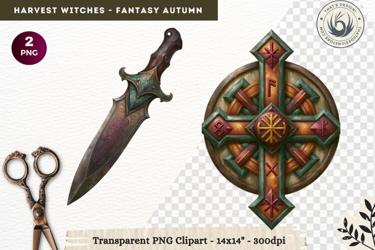 Harvest Witch Clipart Autumn Cottagecore Apothecary PNG RPG example image 1