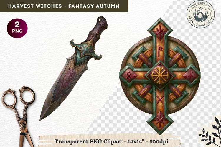 Harvest Witch Clipart Autumn Cottagecore Apothecary PNG RPG