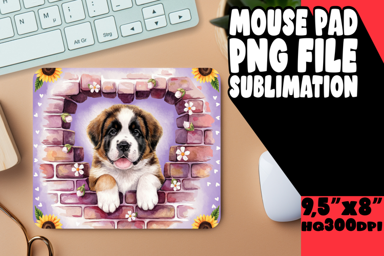 Cheerful Mouse Pad Sublimation Style, Cute Dog