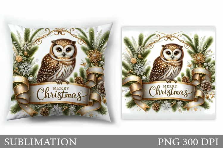 Christmas Owl Pillow Design. Christmas Pillow Sublimation