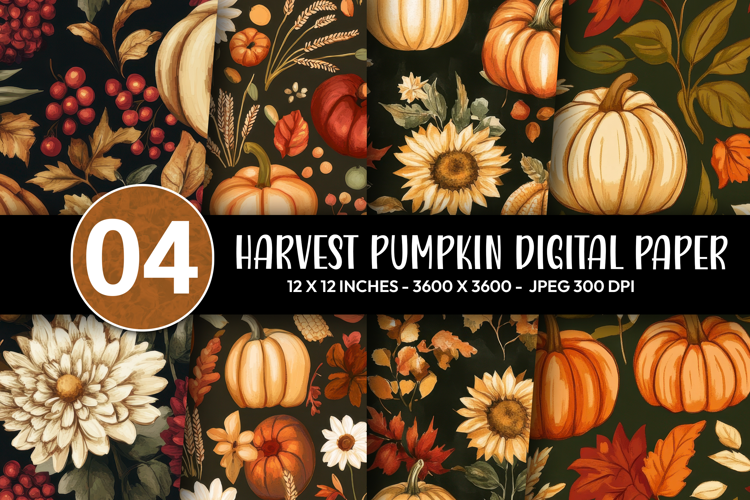 Harvest Pumpkin Digital Paper