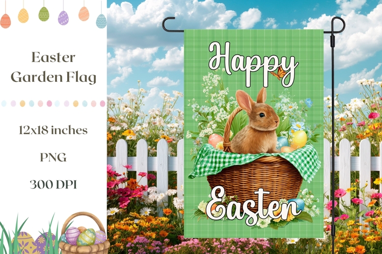 Easter Basket Garden Flag, Happy Easter Garden Flag