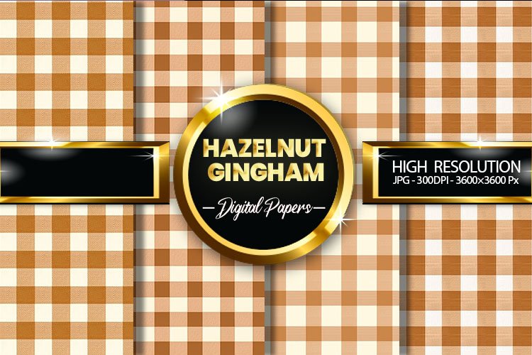 Hazelnut Gingham Digital Papers - 04 Variations example image 1