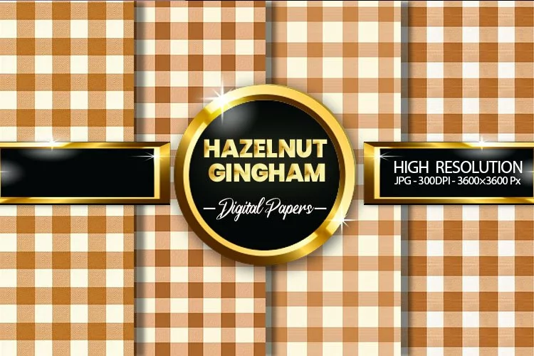 Hazelnut Gingham Digital Papers - 04 Variations
