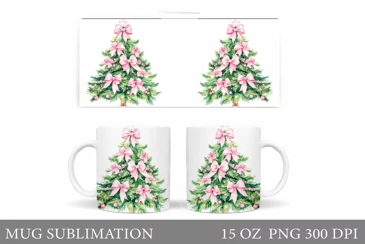 Christmas Tree Mug Sublimation. Christmas Tree Mug Design