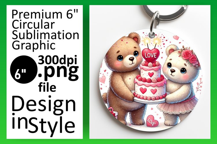 Elegant Round Design for Keychains , Valentine Bear