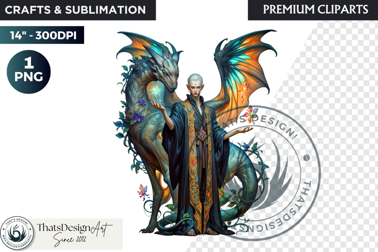 Fantasy Dragon wizard clipart, sorcerer, spellcaster, mage