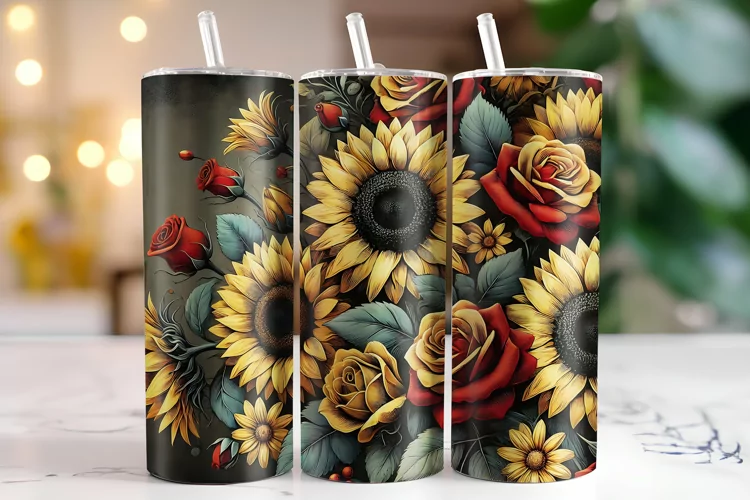 Flowers Tumbler Wrap | Sublimation