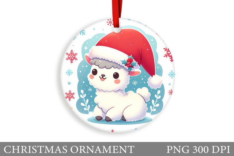 Cute Lama Christmas Ornament. Christmas Ornament Sublimation