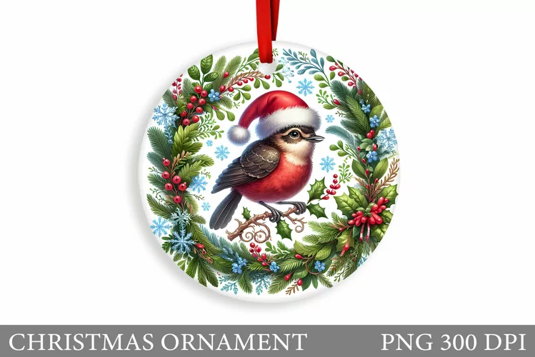 Cute Bird Christmas Ornament. Christmas Sublimation