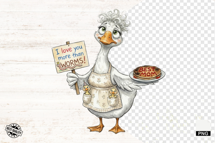 Quirky Whimsical Goose Mom PNG - Mothers Day Clipart