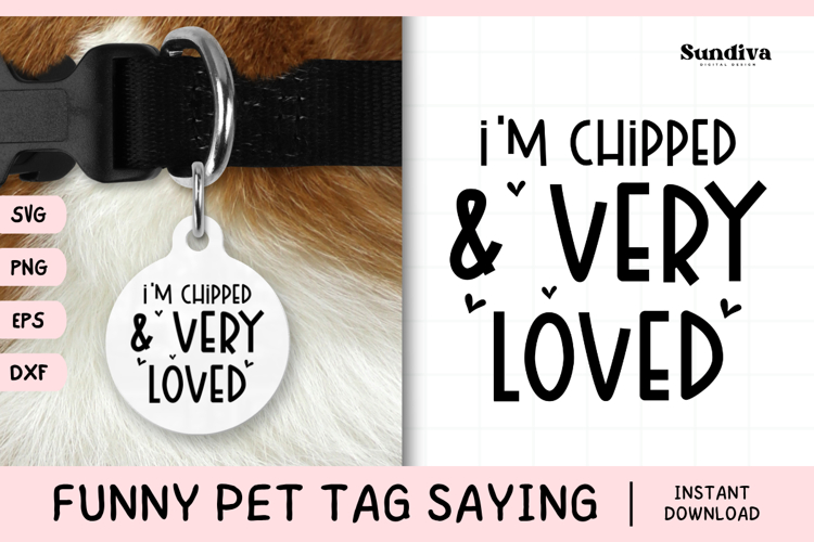 Funny Pet Tag Saying SVG | Im Chipped Very Loved