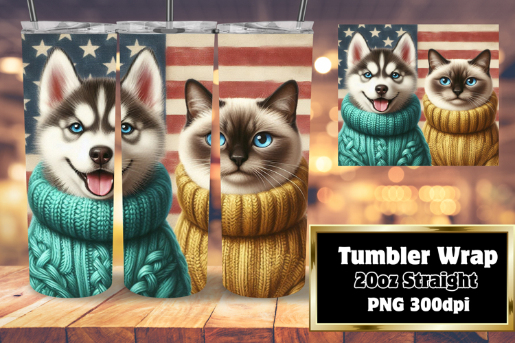 CUSTOM 20oz Tumbler PNG Artwork , Dog and cat
