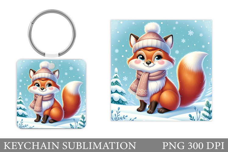 Christmas Fox Keychain. Winter Fox Keychain Design example image 1