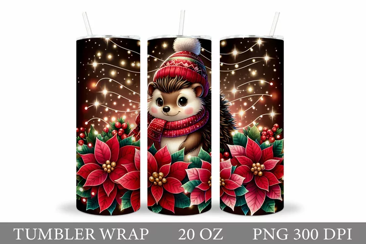 Christmas Hedgehog Tumbler. Christmas Tumbler Sublimation