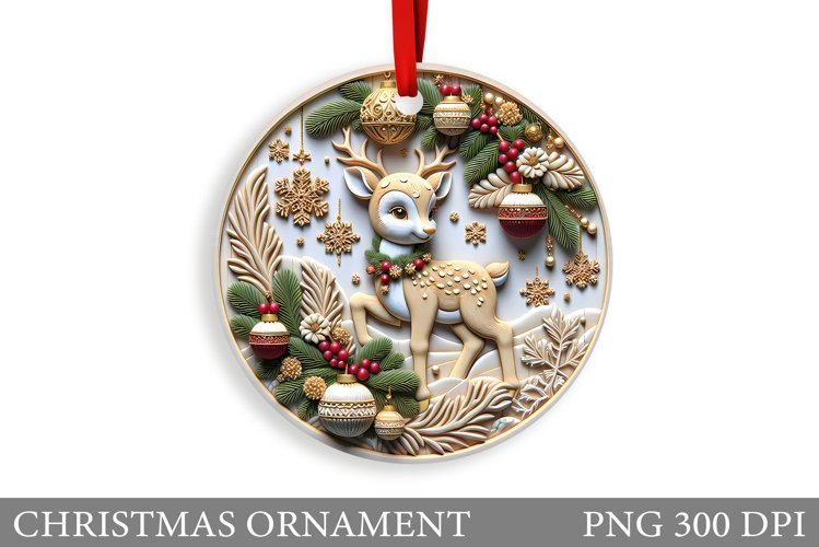 Cute Deer Christmas Ornament. Christmas Ornament Sublimation example image 1