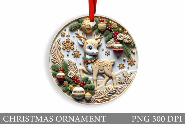 Cute Deer Christmas Ornament. Christmas Ornament Sublimation