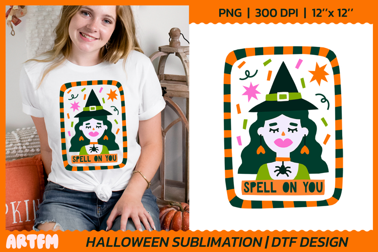 Spell On You Sublimation | Cute Halloween Witch Face Print