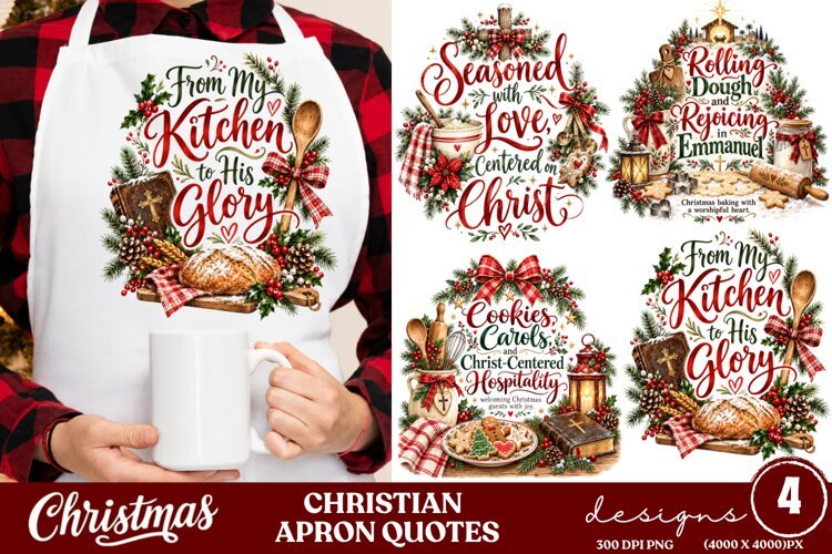 4 Christian Christmas Apron PNG Designs, 4 Faith Christmas B example image 1