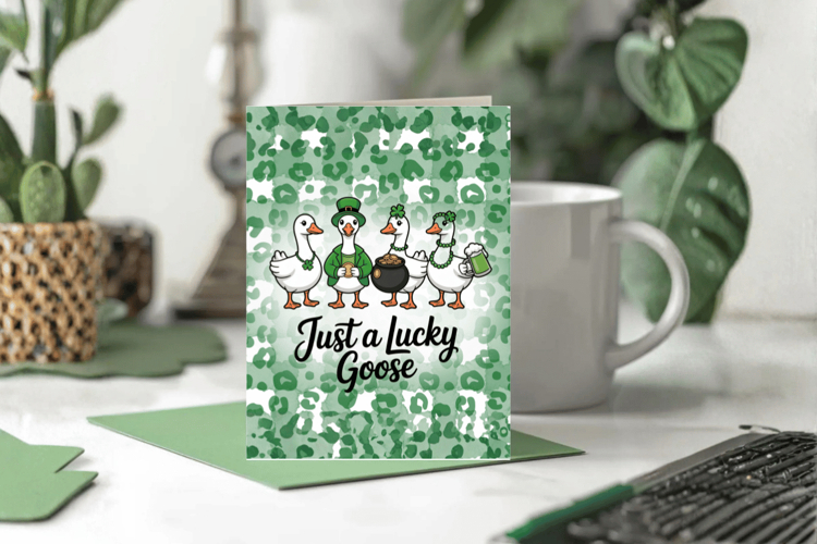 Just a Lucky Goose Funny Greeting Card PNG Sublimation Desig