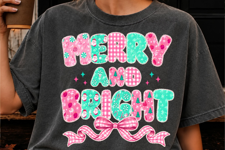 Merry and Bright PNG, Preppy Merry Coquette Christmas PNG
