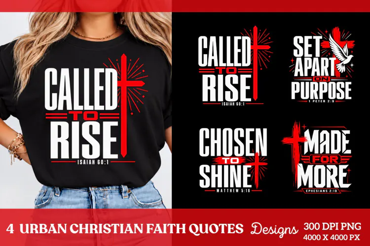 4 Urban Christian Faith Shirt PNG Designs, 4 Christian Grace