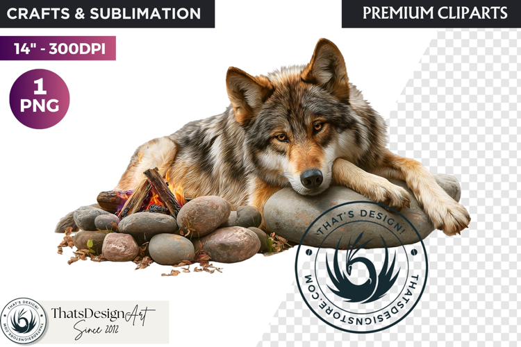 Watercolor Mystic Wolf Fantasy Clipart animal PNG Graphics