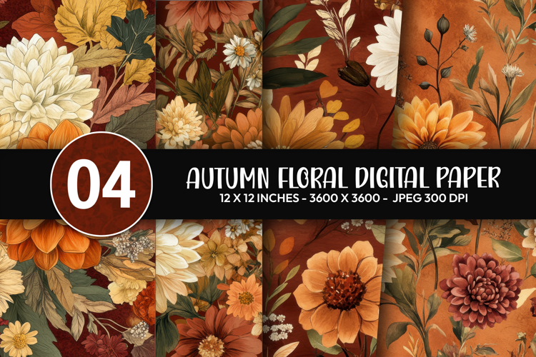 Autumn Floral Digital Paper