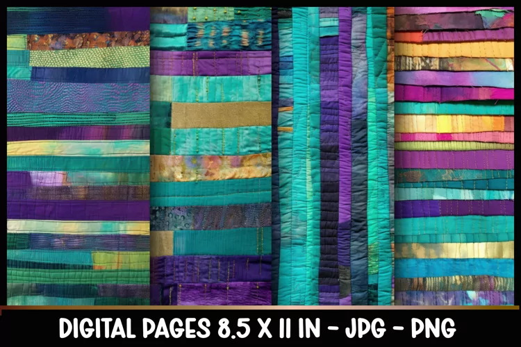 4 Patch textile Digital Papers I Junk Journal 8.5x11