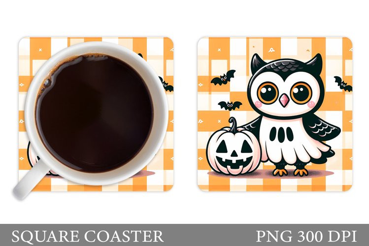 Halloween Owl Coaster Design. Halloween Coaster Sublimation example image 1