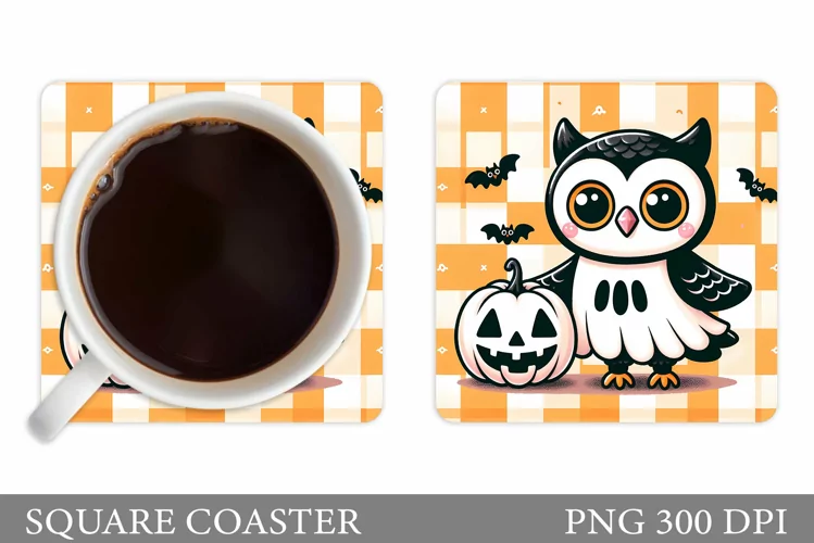 Halloween Owl Coaster Design. Halloween Coaster Sublimation