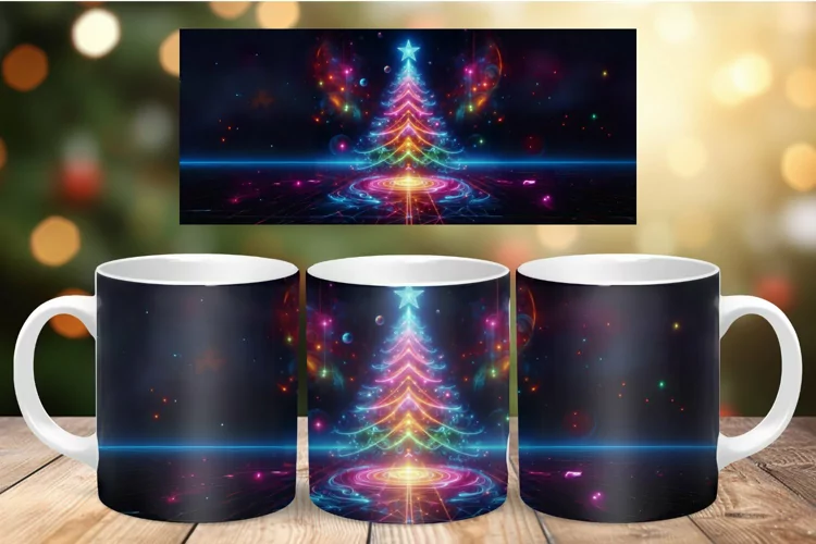 Mug Wrap Sublimation - cosmic christmas tree