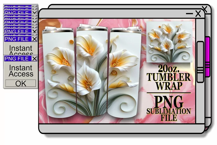 Delicate Flower 3D 20oz Tumbler Design