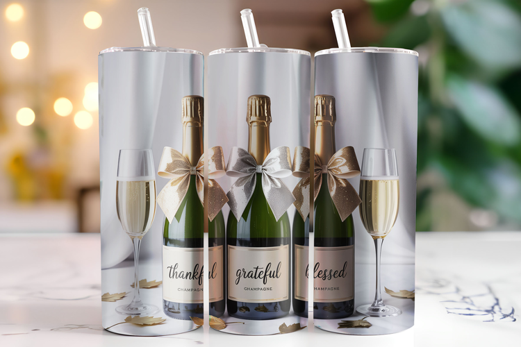 Thankful Grateful Blessed Tumbler Wrap | Sublimation