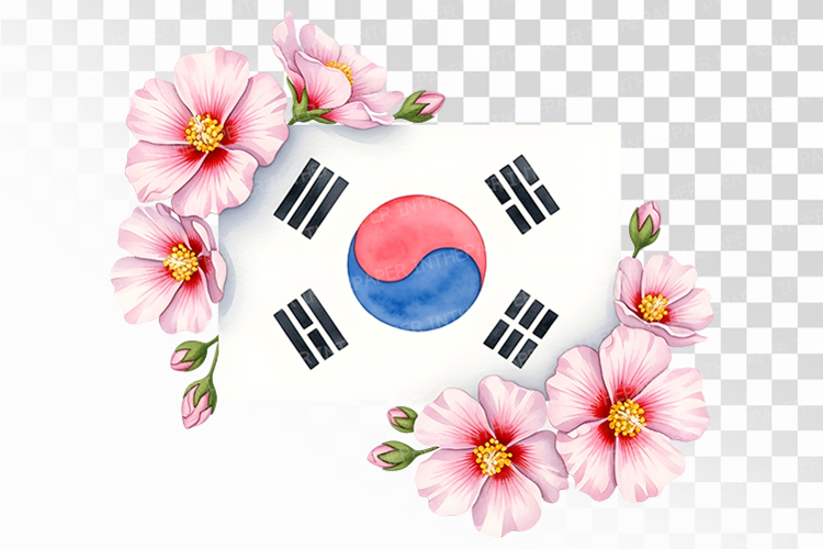 Taegeukgi Flag Frame Mugunghwa Blossom Border PNG Korean