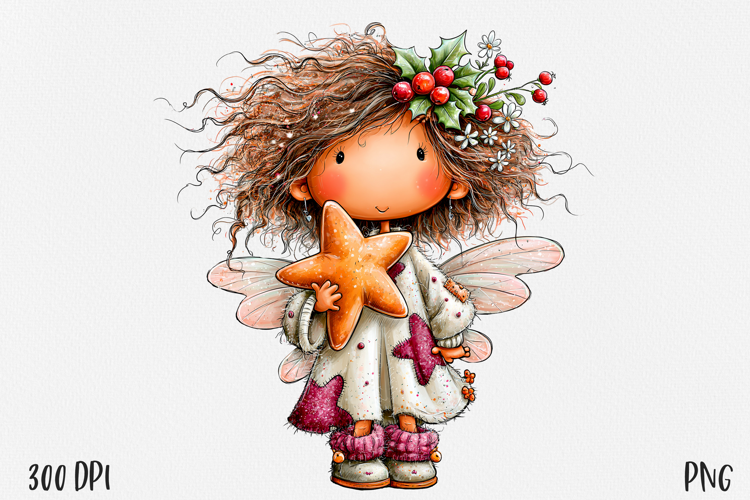 Christmas Fairy PNG, Cute Winter Fairy Girl Clipart