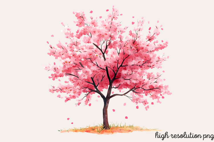 Pastel Spring Trees Clipart PNG