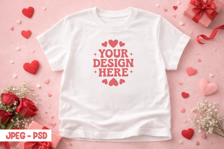 Valentine Folded T Shirt PSD JPEG Mockup