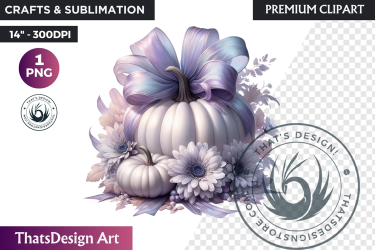 Floral Dreamy Pastel coquette pumpkin with bow PNG Clipart