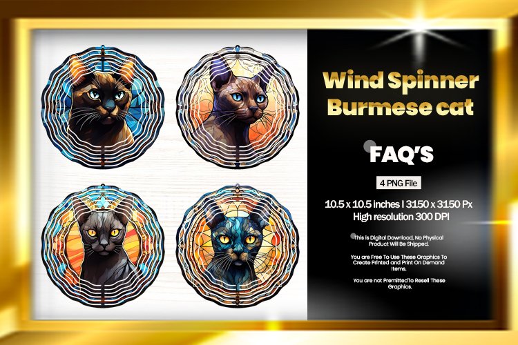 Burmese Cat Wind Spinner Sublimation - 04 Variations example image 1