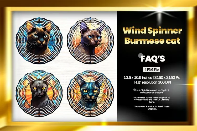 Burmese Cat Wind Spinner Sublimation - 04 Variations