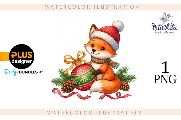Illustration of a cute Christmas fox