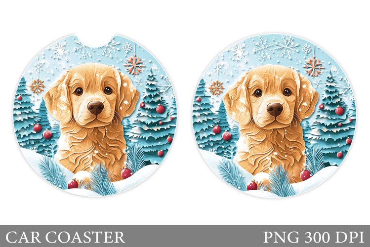 Christmas Dog Car Coaster. Christmas Car Coaster Design example image 1
